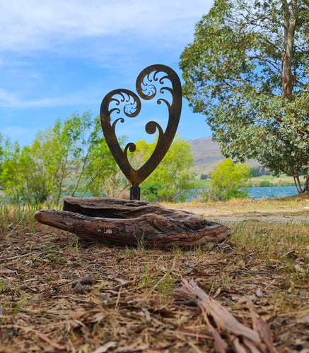 Drift wood art koru heart